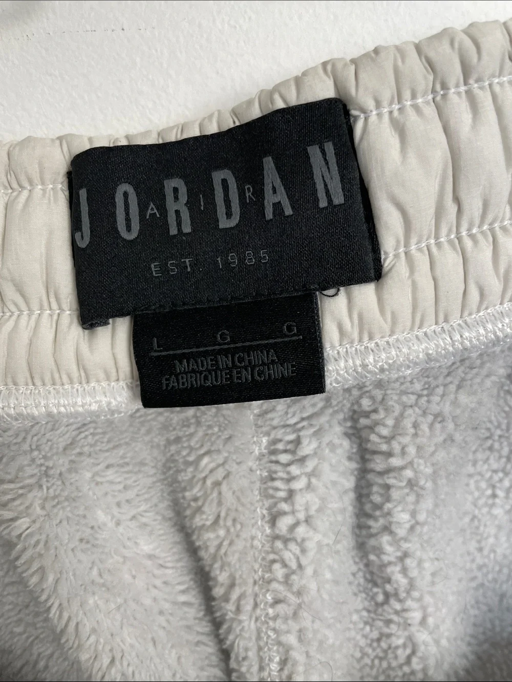 Nike Air Jordan Flight Fleece French Terry Nylon Panel Light Gray Men L Joggers